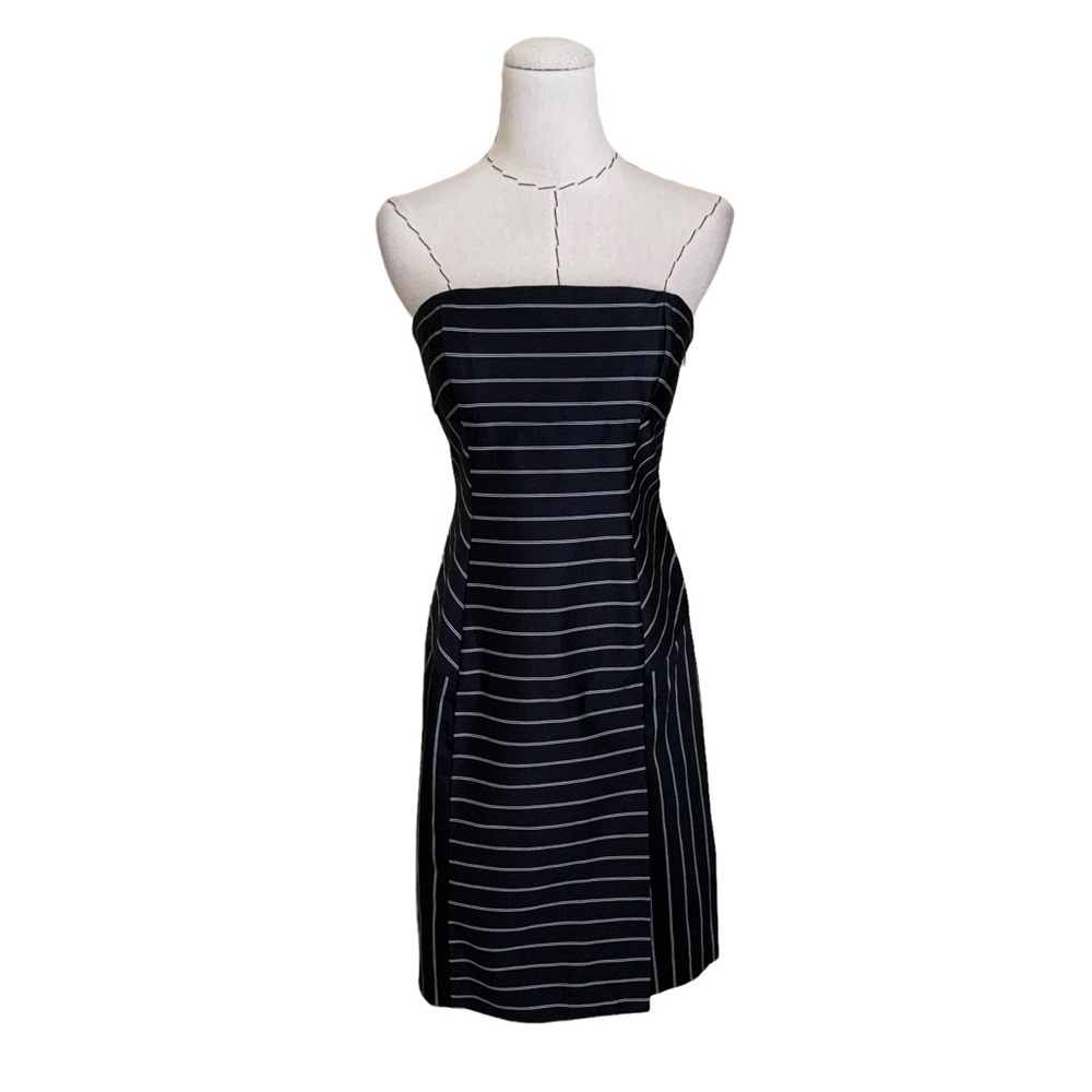 NWT Vintage 90s Bebe Pinstripe Strapless Dress Bodycon